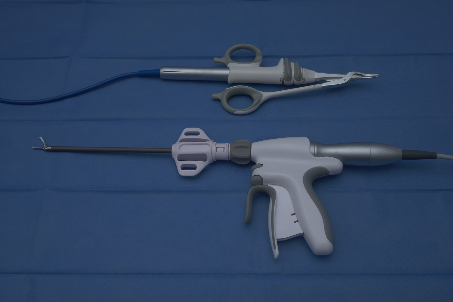 Veterinary harmonic scalpel and soft-tissue surgical instruments used for advanced minimally invasive procedures.
