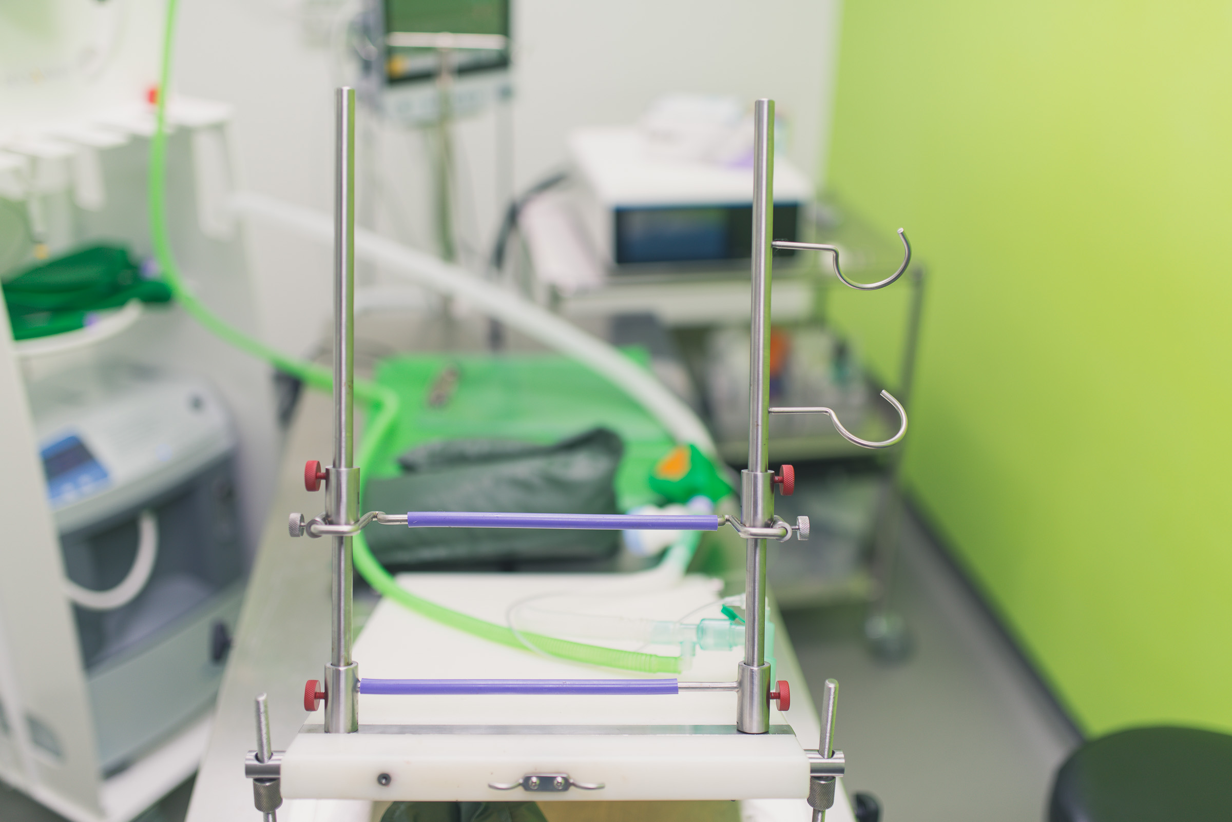 Anaesthetic and airway equipment prepared for BOAS surgery